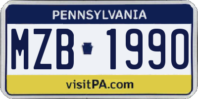 PA license plate MZB1990