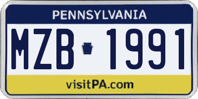 PA license plate MZB1991