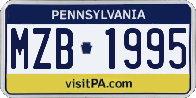 PA license plate MZB1995