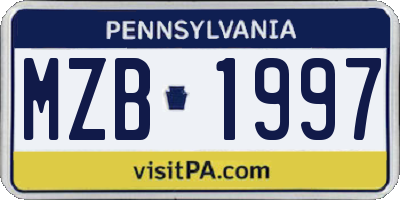 PA license plate MZB1997