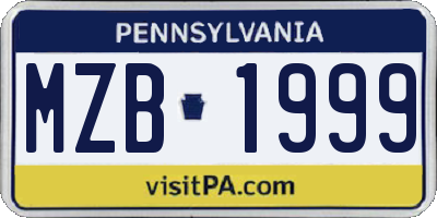 PA license plate MZB1999