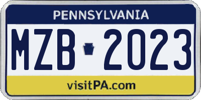 PA license plate MZB2023