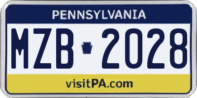 PA license plate MZB2028
