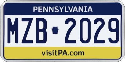 PA license plate MZB2029