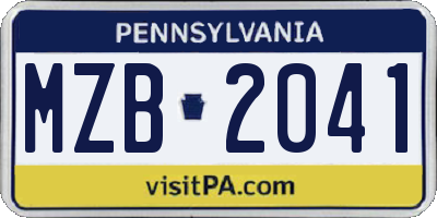 PA license plate MZB2041