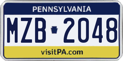 PA license plate MZB2048