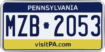 PA license plate MZB2053