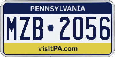 PA license plate MZB2056