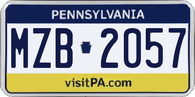 PA license plate MZB2057