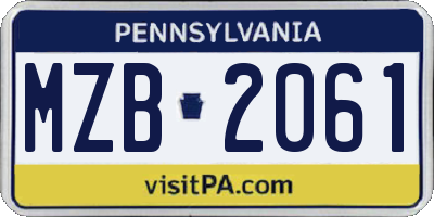 PA license plate MZB2061