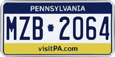 PA license plate MZB2064