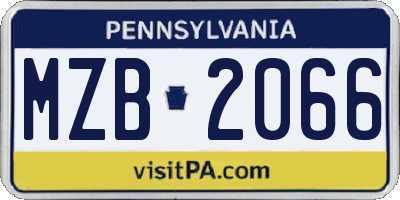 PA license plate MZB2066