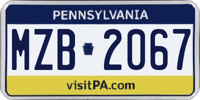 PA license plate MZB2067