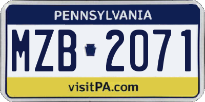 PA license plate MZB2071