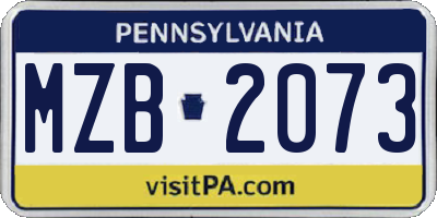 PA license plate MZB2073