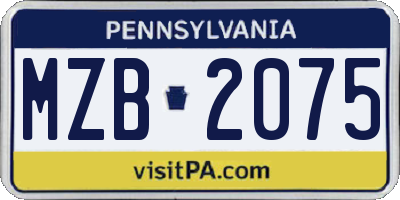 PA license plate MZB2075