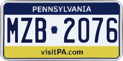 PA license plate MZB2076