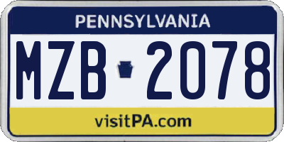 PA license plate MZB2078