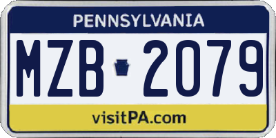 PA license plate MZB2079
