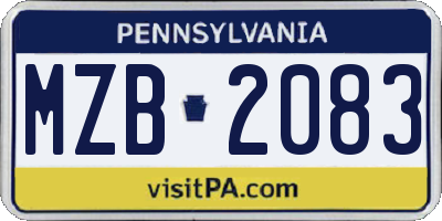 PA license plate MZB2083