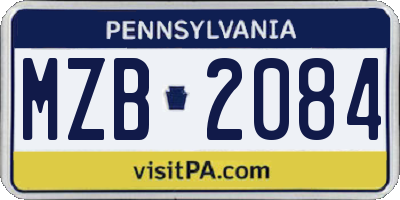 PA license plate MZB2084