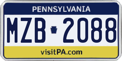 PA license plate MZB2088