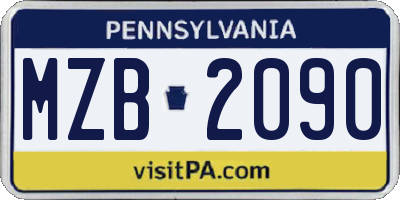PA license plate MZB2090