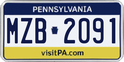 PA license plate MZB2091