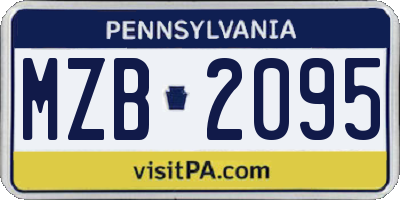 PA license plate MZB2095