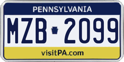 PA license plate MZB2099