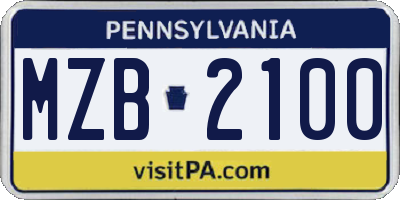 PA license plate MZB2100