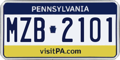 PA license plate MZB2101