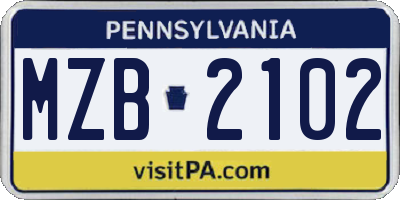 PA license plate MZB2102
