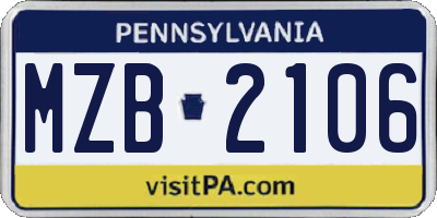PA license plate MZB2106