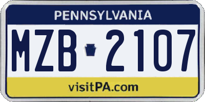 PA license plate MZB2107