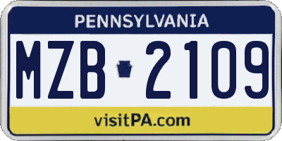 PA license plate MZB2109