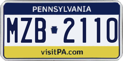 PA license plate MZB2110
