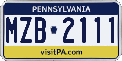 PA license plate MZB2111