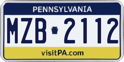 PA license plate MZB2112