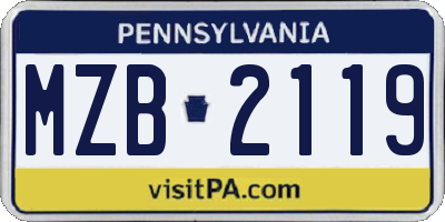 PA license plate MZB2119
