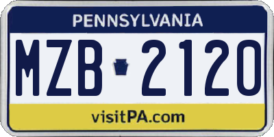 PA license plate MZB2120