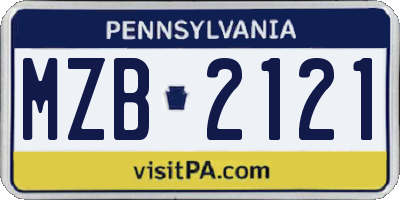 PA license plate MZB2121