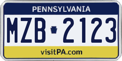 PA license plate MZB2123