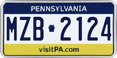 PA license plate MZB2124