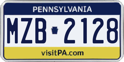 PA license plate MZB2128