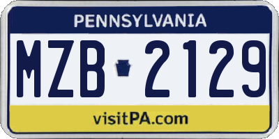 PA license plate MZB2129