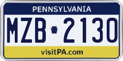 PA license plate MZB2130