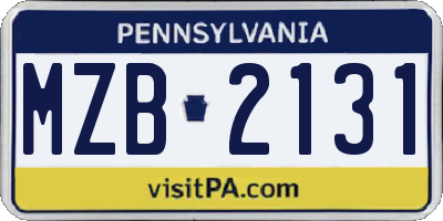 PA license plate MZB2131