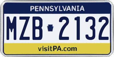 PA license plate MZB2132