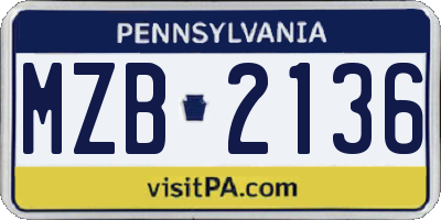 PA license plate MZB2136